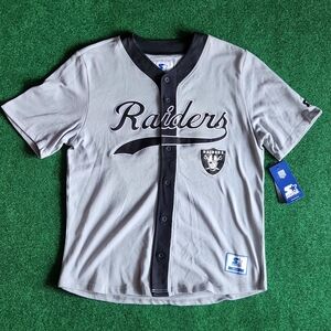 Vintage Los Angeles Raiders Script Baseball Starter Jersey Grey Men Size Large